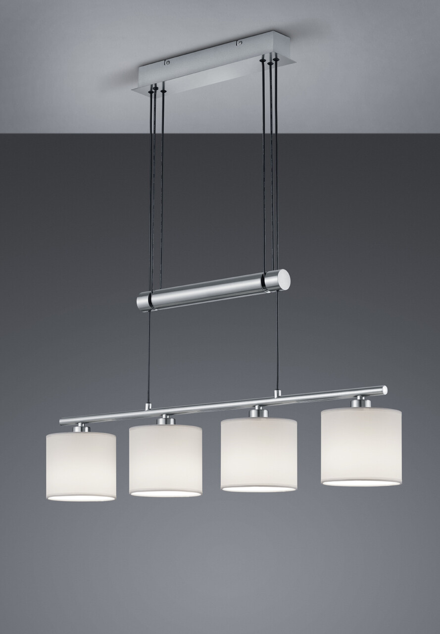 Lustra Garda, TRIO, 77x13.5x150 cm, 28W, 4x E14, metal/textil, argintiu/alb - imagine 3